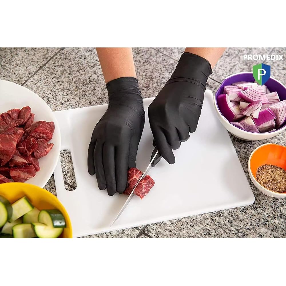 PROMEDIX P Disposable Nitrile Gloves for Work, Oil Resistant, Strong Stretch, 50 Pcs, Size L