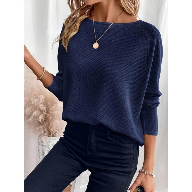 Women S Waffle Knit Off Shoulder Long Sleeve Pullover Top