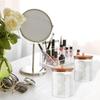 Container Bathroom Storage Box Cotton Swabs Rod Bottle with Bamboo Lid Makeup Cotton Pad Organizer