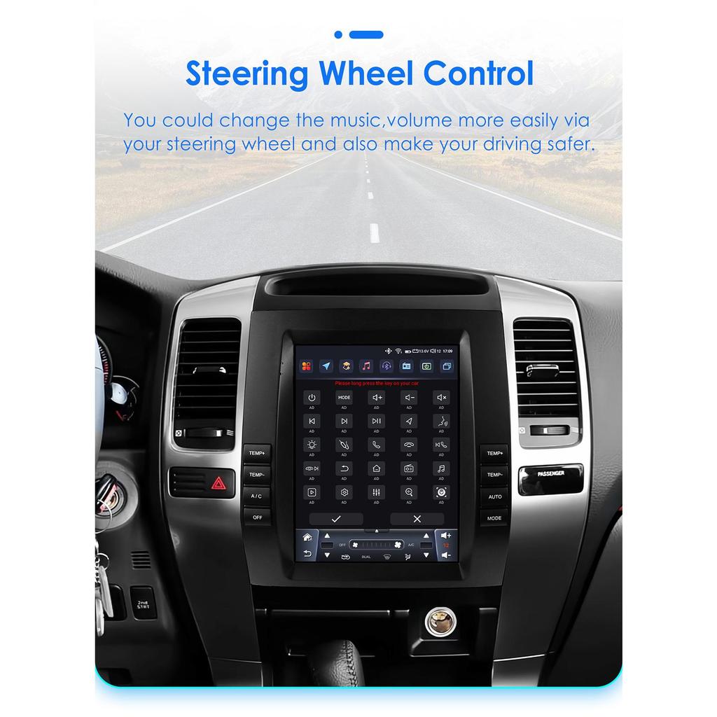 OSSURET Android-Autoradio für Toyota Land Cruiser Prado 120 2002–2009 Lexus GX470 Multimedia-Vertikalbildschirm Carplay Intelligenter Android Auto-Player