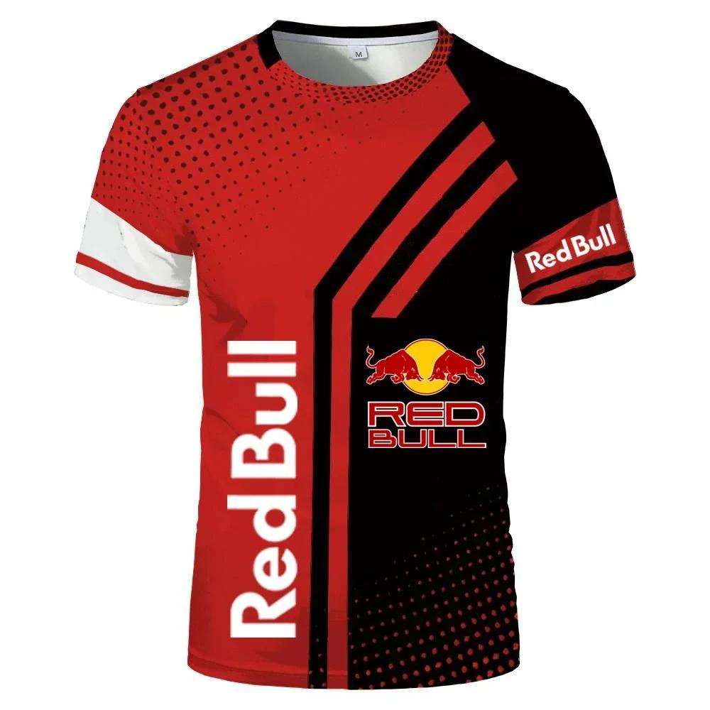 2025, the Latest Red Bull T-shirt, Fashionable Racing T-shirt, 3D Red Bull Print T-shirt, Urban Fashion, Red Bull Clothing