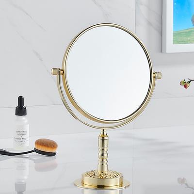 Dual-Sided 1X/3X Magnification Bathroom Makeup Mirror Aluminum Frame Tabletop Standing Beauty Mirror (Black/Silver/Gold)