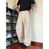 Solid color drape straight trousers men's trend loose wide legs fashion commuting summer slim casual versatile trousers