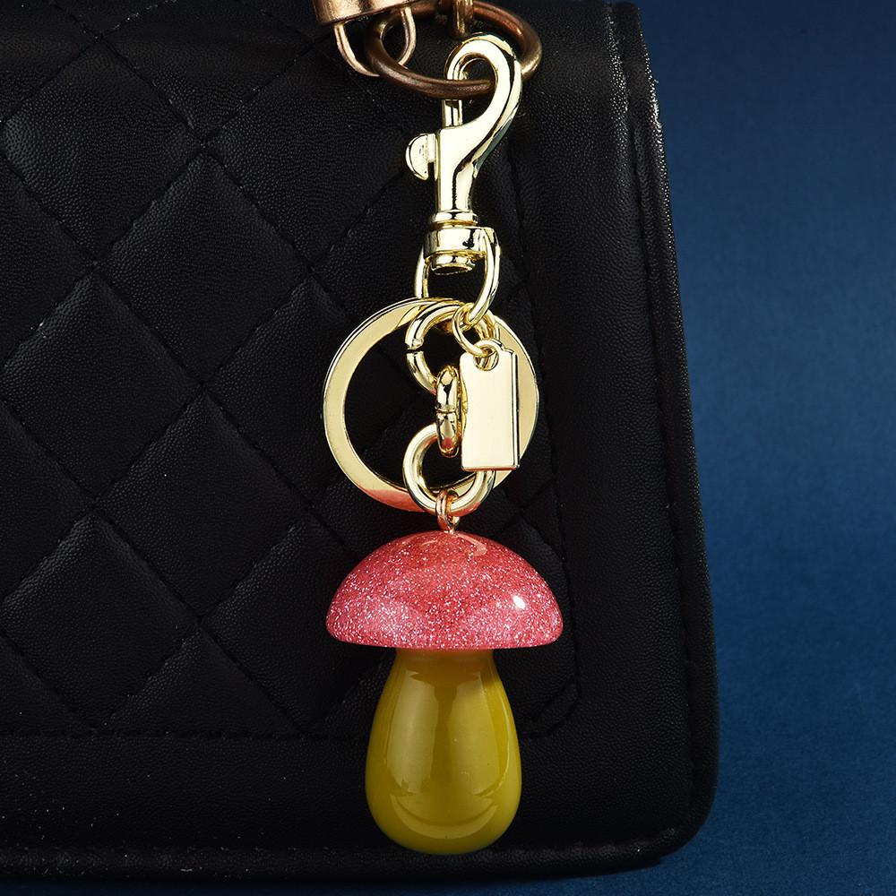 Creative Mushroom Keychain For Bags And Keys With Resin Finish For Casual Use