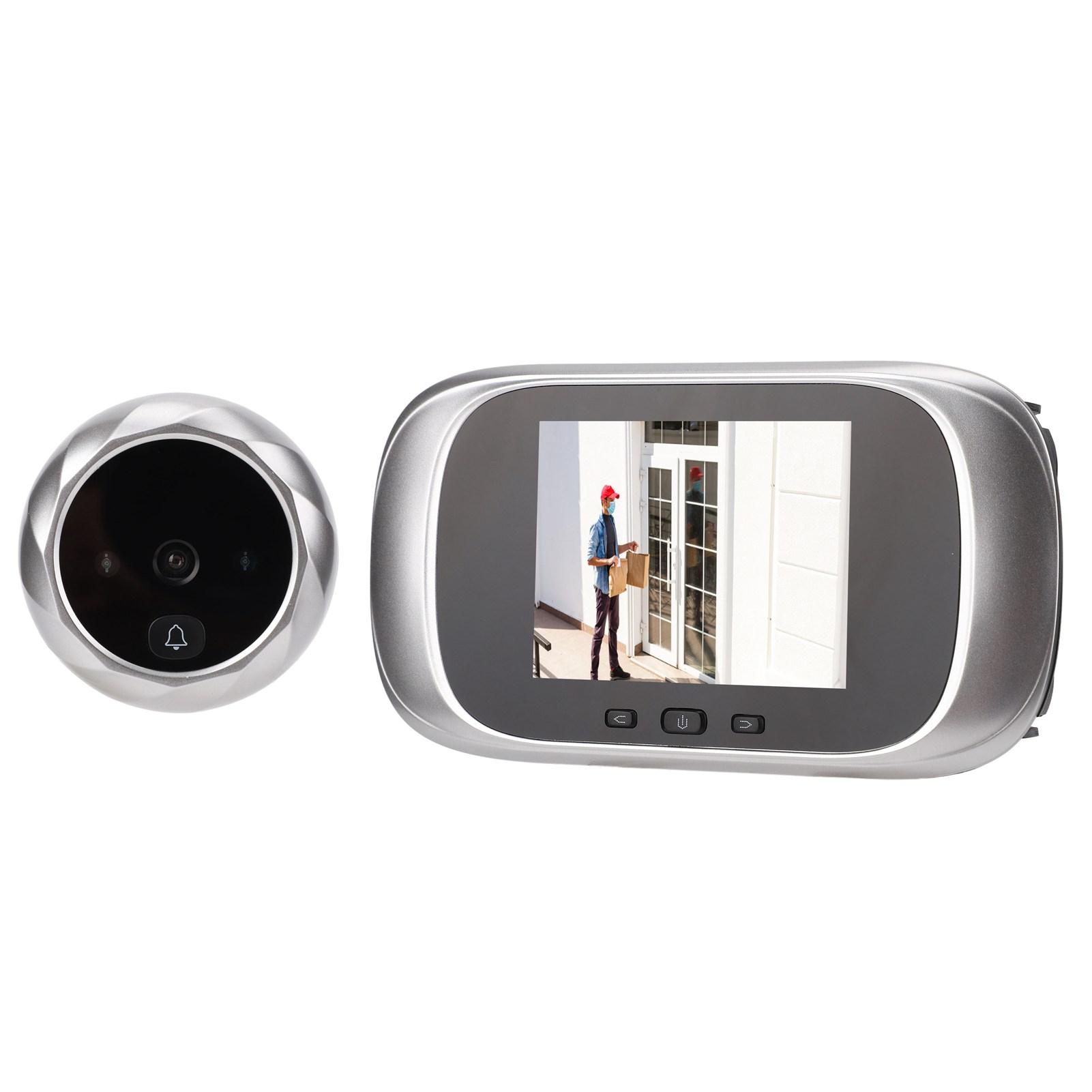 

Цифровой дверной глазок с экраном высокой четкости 2,8 дюйма, широким углом обзора 90 градусов, поддержкой 12 языков серебряный