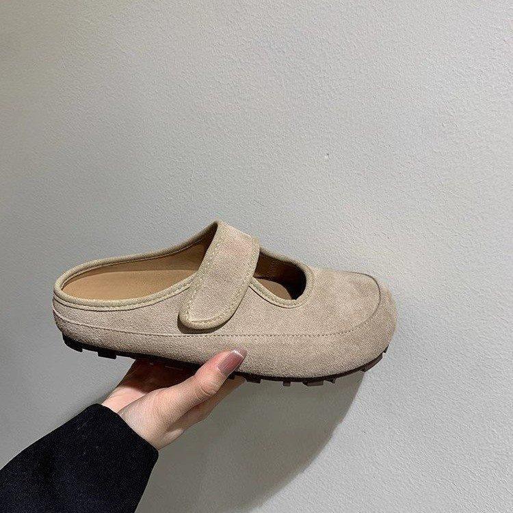 Star with the same thick-soled Mary Jane bag head half slippers women's shoes autumn and winter new models with skirts soft-soled single shoes loafers