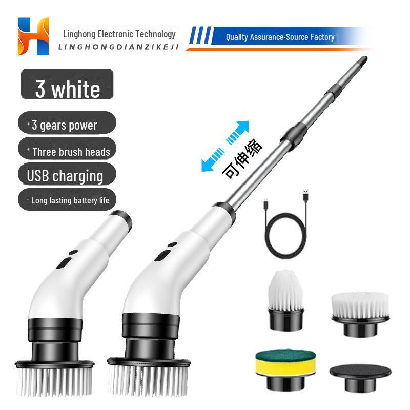Expandable Long-Handle Electric Cleaning Brush for Kitchen, Bathroom, and Toilet