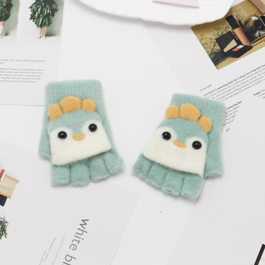 Children's Cute Cartoon Flip-Gloves: Cold-Proof, Half-Finger Winter Writing Warmth for Boys and Girls