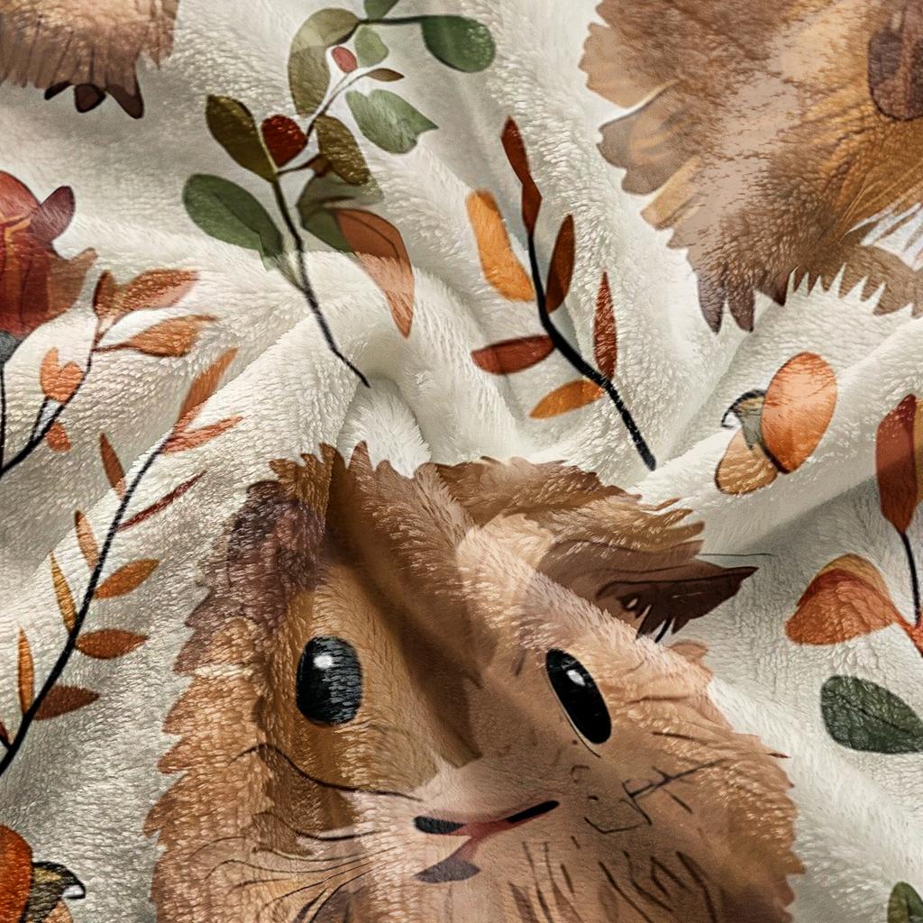 1pc Cozy Flannel Blanket with Adorable Guinea Pig & Floral Design - Soft Warm Throw for Sofa, Bed, Office - All-Season Gift