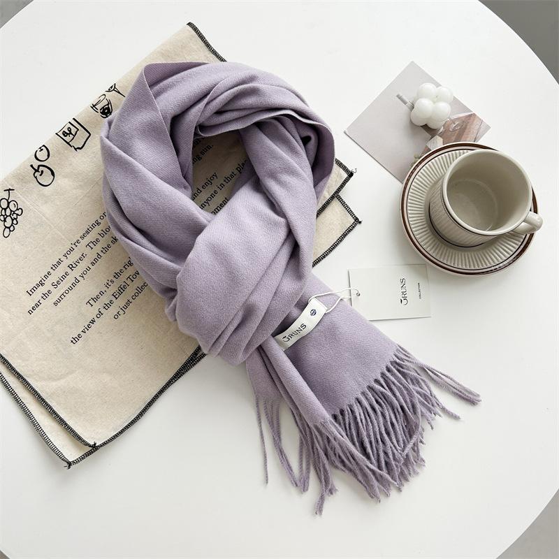 Kašmírový šátek na ruku, podzimní a zimní, jednobarevný, dámský, tlustý střapec, jednoduchý a všestranný, měkký a teplý, imitace kašmíru