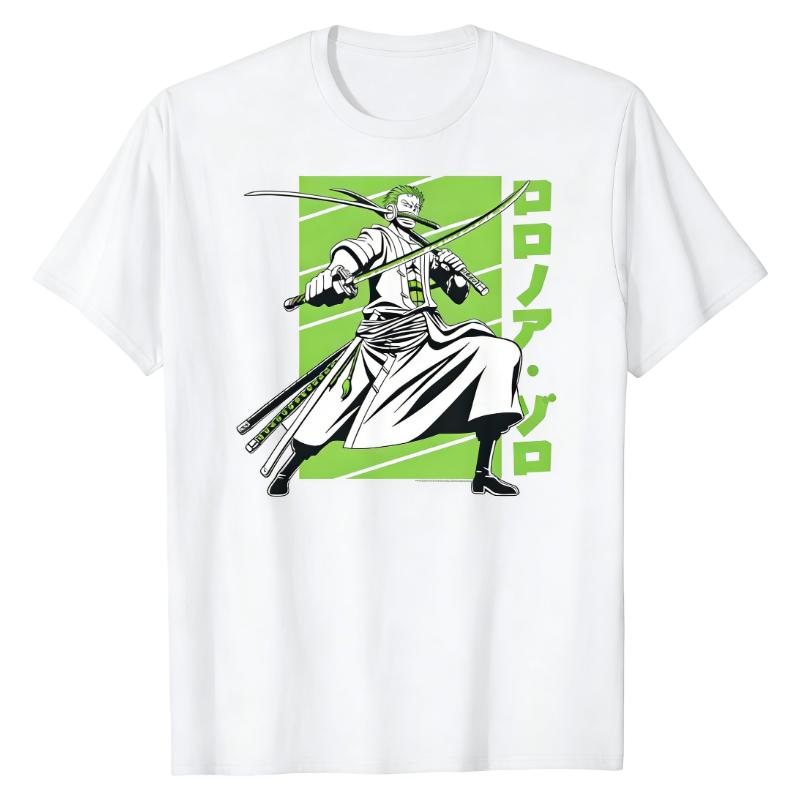 Roronoa Zoro Wano Samurai One Piece TShirt Anime Samurai Style Graphic Print Pure Cotton Crew Neck Casual Streetwear Tops S