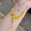 Golden Butterfly Floral Brocade Necklace Set: Vietnamese Gold Flower Tassel Bridal Jewelry