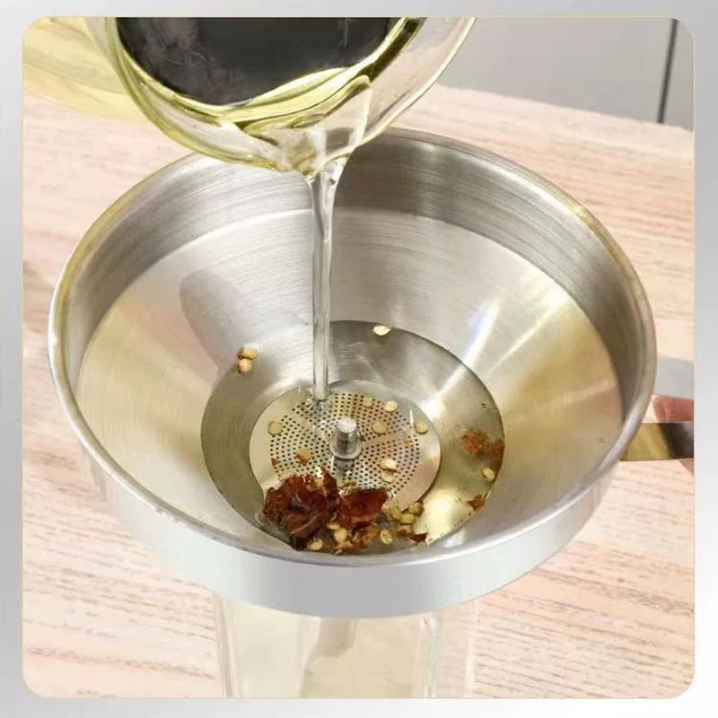 304 Stainless Steel Funnel Filter Set Rust Resistant Food Grade Wide Mouth for Kitchen Canning Liquid Transfer Home Baking Use