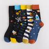Colorful Trendy Men's Socks: Medium & High Tube Cotton Socks with Universe Pattern