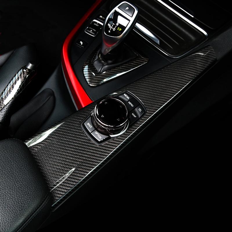 Karbonová Vláknová Vnitřní Krytka Páky Řazení a Panelu Tlačítka Multimédií Samolepka Pro BMW F30 F32 F34 F36 Příslušenství