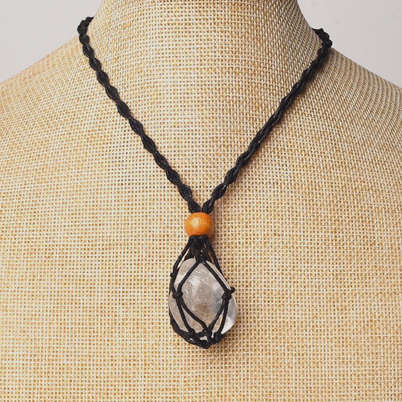 11pcs Set Necklace Cord Stone Holder Crystal Quartz Raw Stone Pendant Holder Adjustable Necklace Cage Cord