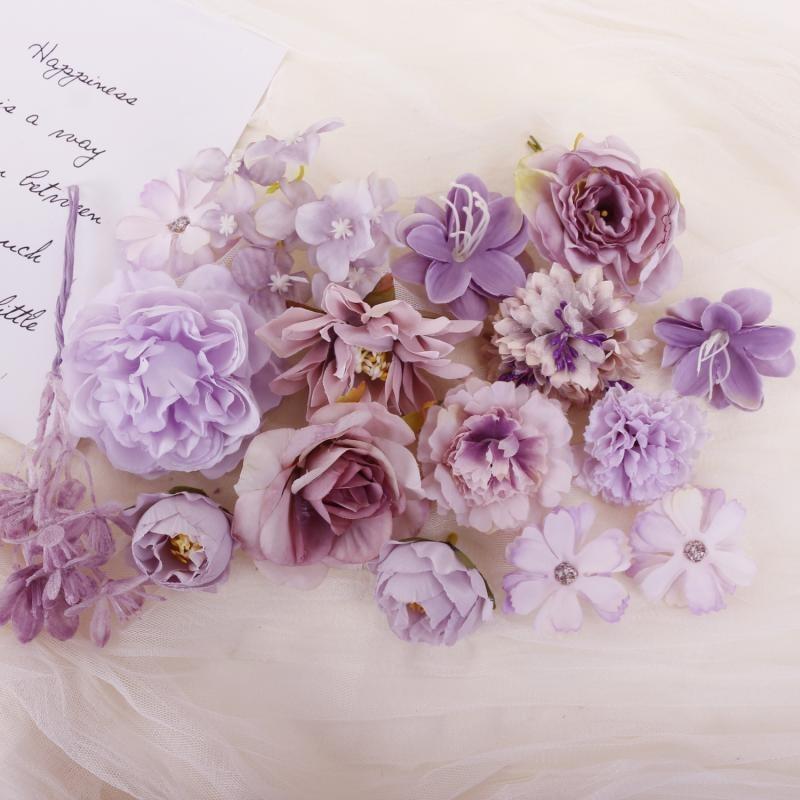Rose Mixed Artificial Flowers Heads Silk Fake Flowers for Home Room Decor Wedding Decoration DIY Craft Garland Gifts Accessories