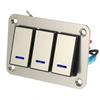 uxcell Rocker Switch Toggle Switch Waterproof Aluminum Alloy with Blue LED Light and Push Button for Gold Tone 3-Gang Panel, 5-Pin On/Off Pre-Wired