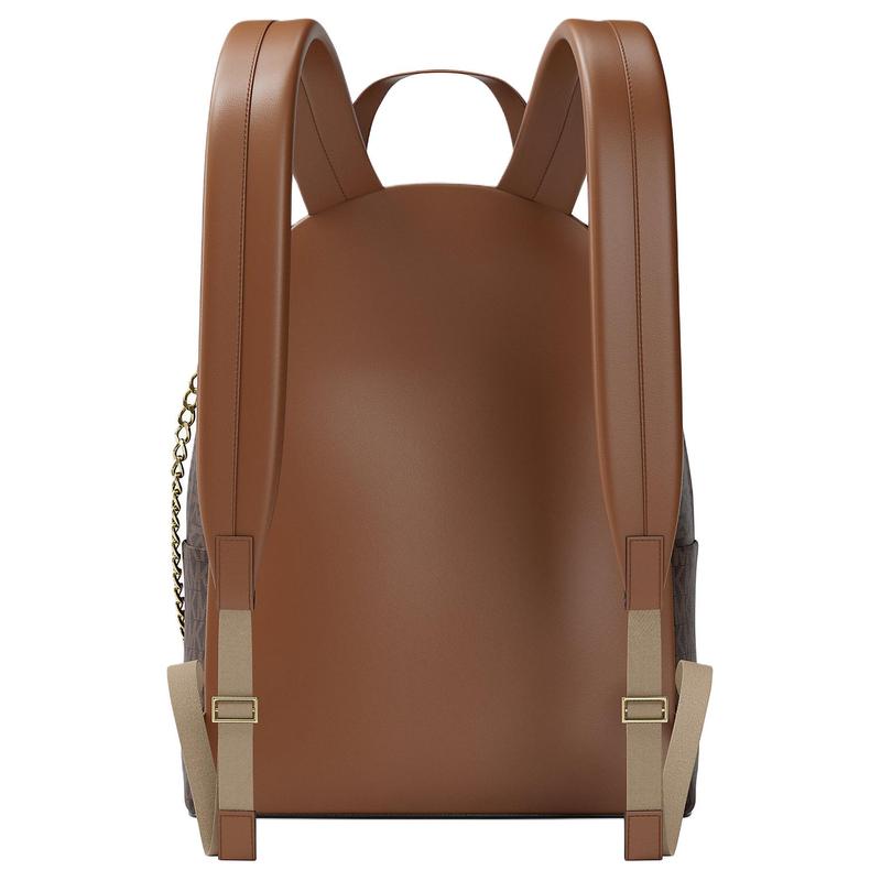 Michael Kors Slater Signatur Logo Beschichtetes Canvas Rucksack Mittel Damen Braun