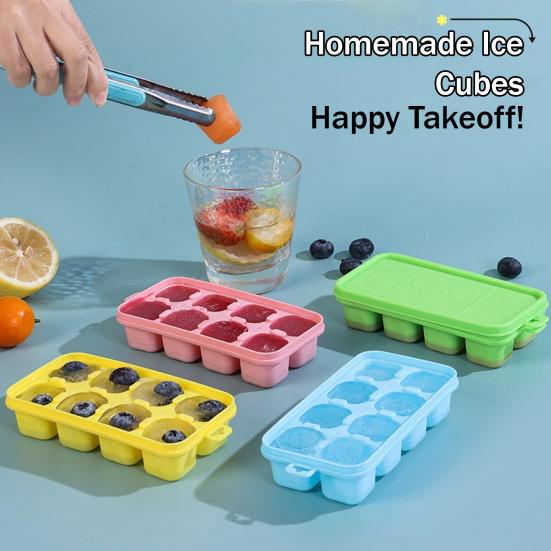 Eiswürfelform mit Deckel Stapelbare Eiswürfelformen für Gefrierschrank Ein-Klick-Entriegelung Versiegelter Eiswürfelbereiter für den Heimgebrauch