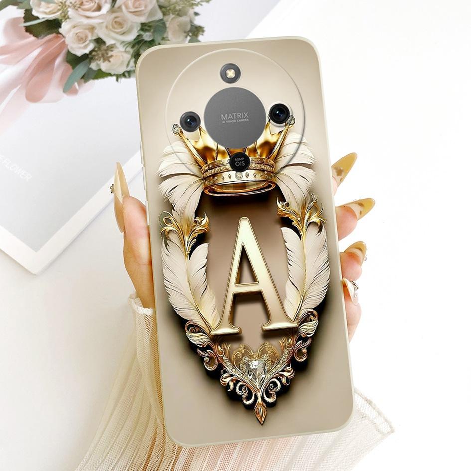 For Honor X9d Case MTN-NX1 Shockproof Cover Luxury Initial Letters Crown Soft Silicone Back Shell For HonorX9D Magic 8 Lite Capa