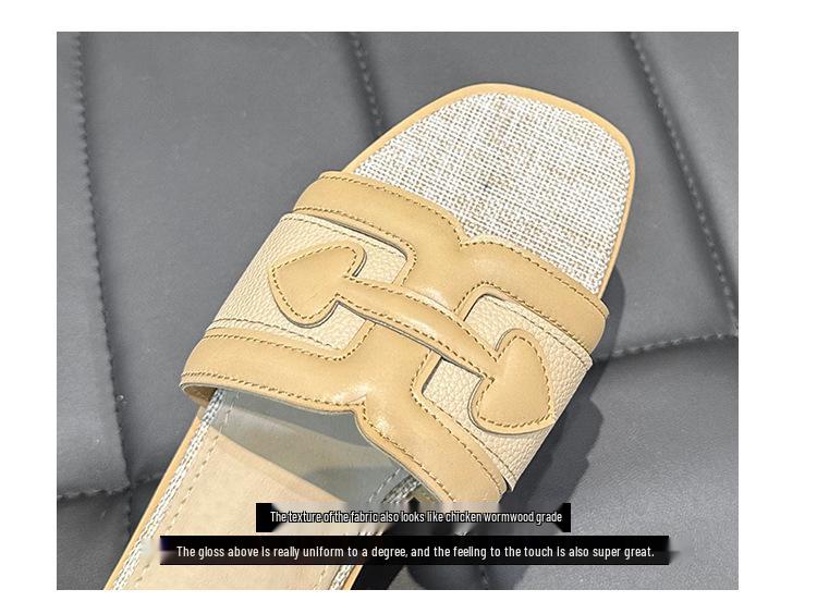 Plus Size Women's Summer Outdoor Flat Slippers for Wide Feet - French Beach Sandals