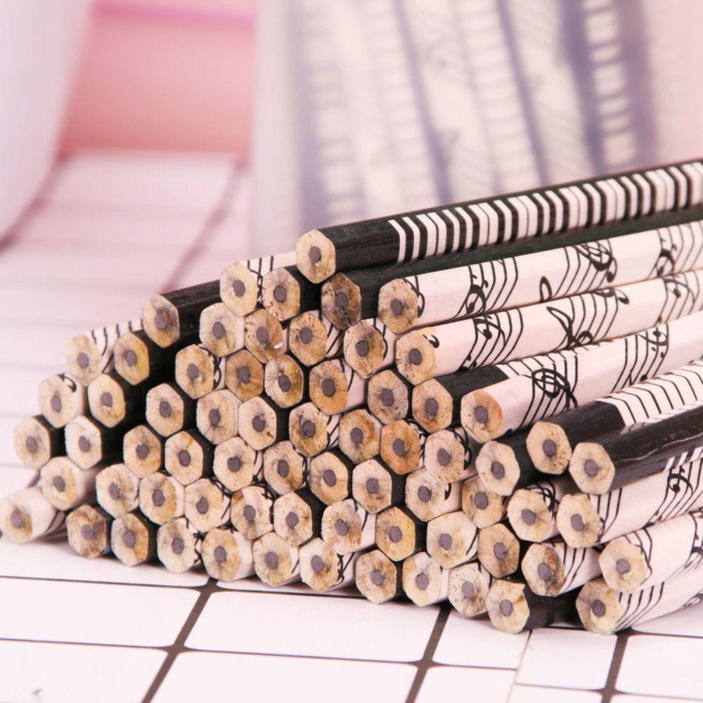 Art Work Kids Gift Crafts 175mm Musical Note Pattern Writing Tools 2B Pencil Graphite Wooden Pencil