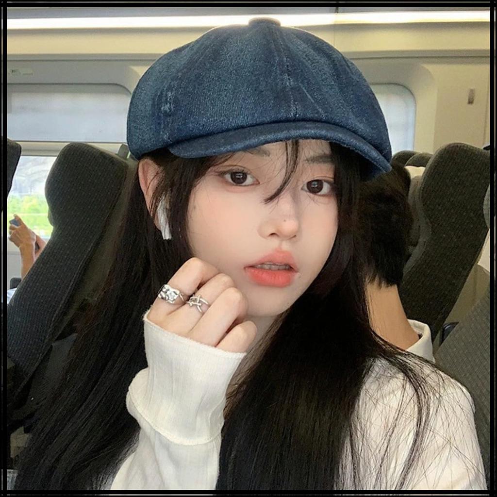 Casquette Stylish Hunting CZ629 [White Fang] Hat, Denim, Cap, Women's & Men's (Blue)