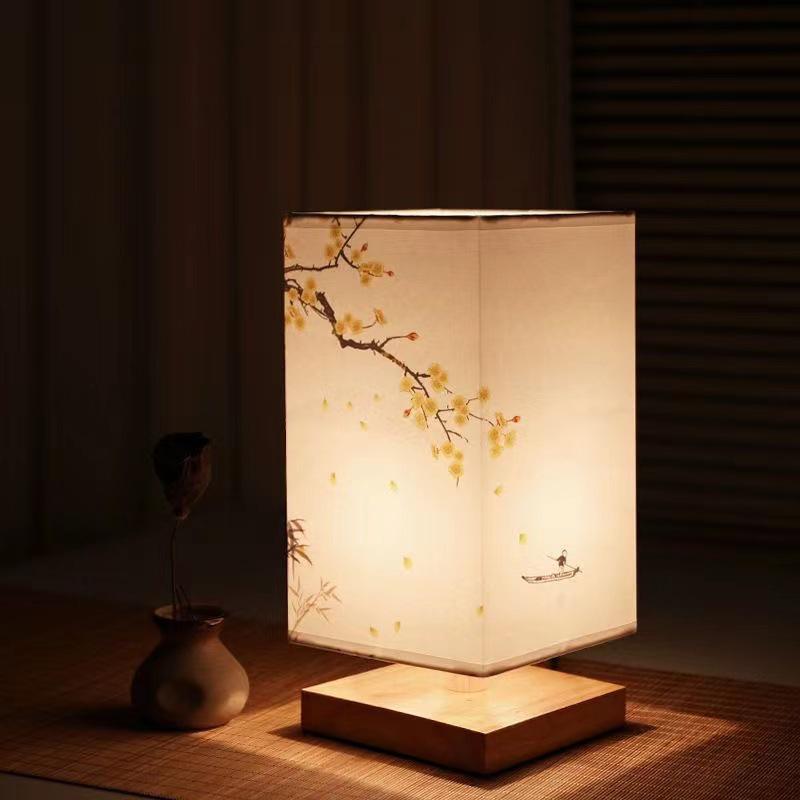 Retro-Nachttischlampe im chinesischen Stil – Hölzerne Tischlampe für warme Schlafzimmerdekoration