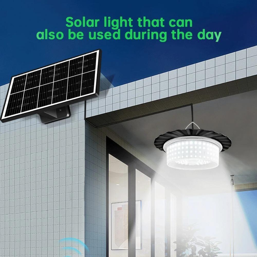 Solar Shed Barn Light Indoor Outdoor 244 LED Solar Pendant Light 5 Modes Solar Motion Sensor Light with Remote IP65 Waterproof