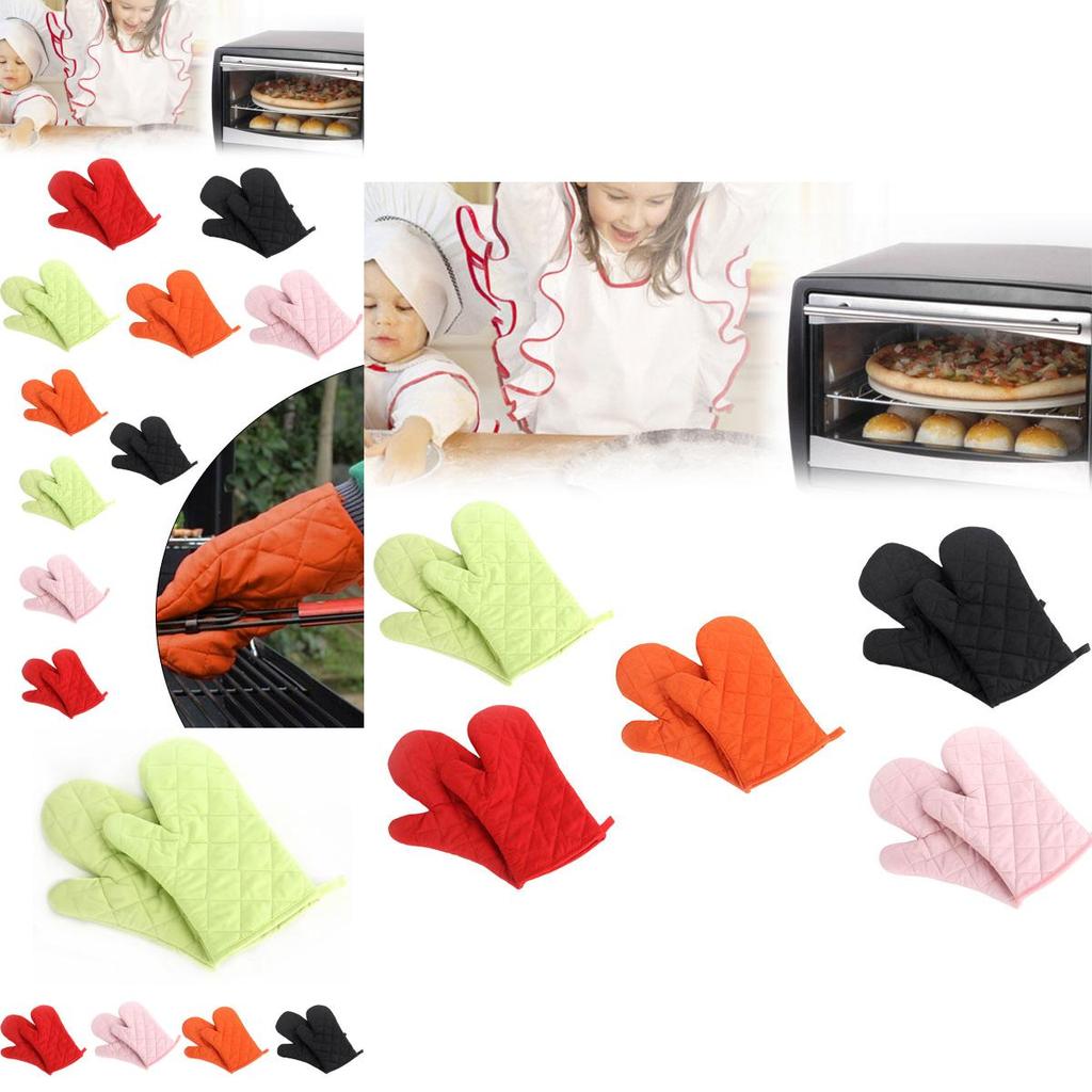 Heat Resistant Kitchen Gloves Thickened Microwave Oven Gloves For Baking And Cooking Anti-slip High Temperature Resistance Polyester Material