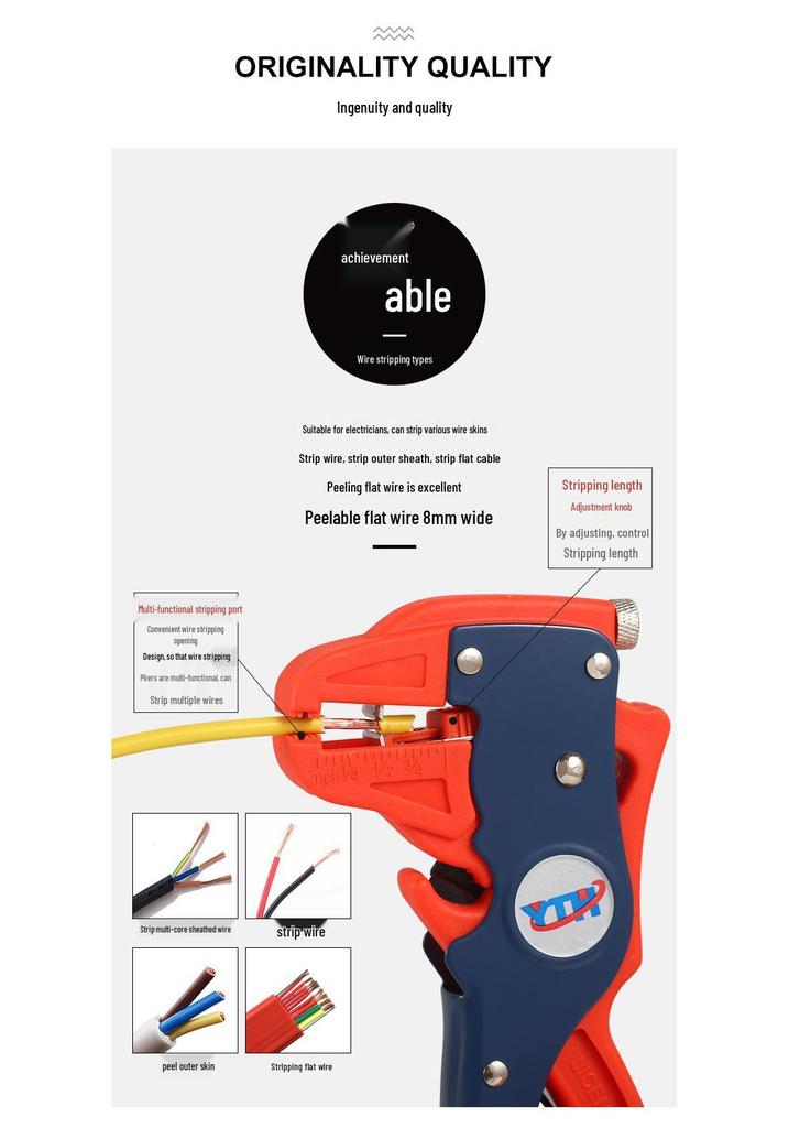 YTH Automatic Labor-saving Duckbill Wire Stripper for Single/Multi-strand Cable.