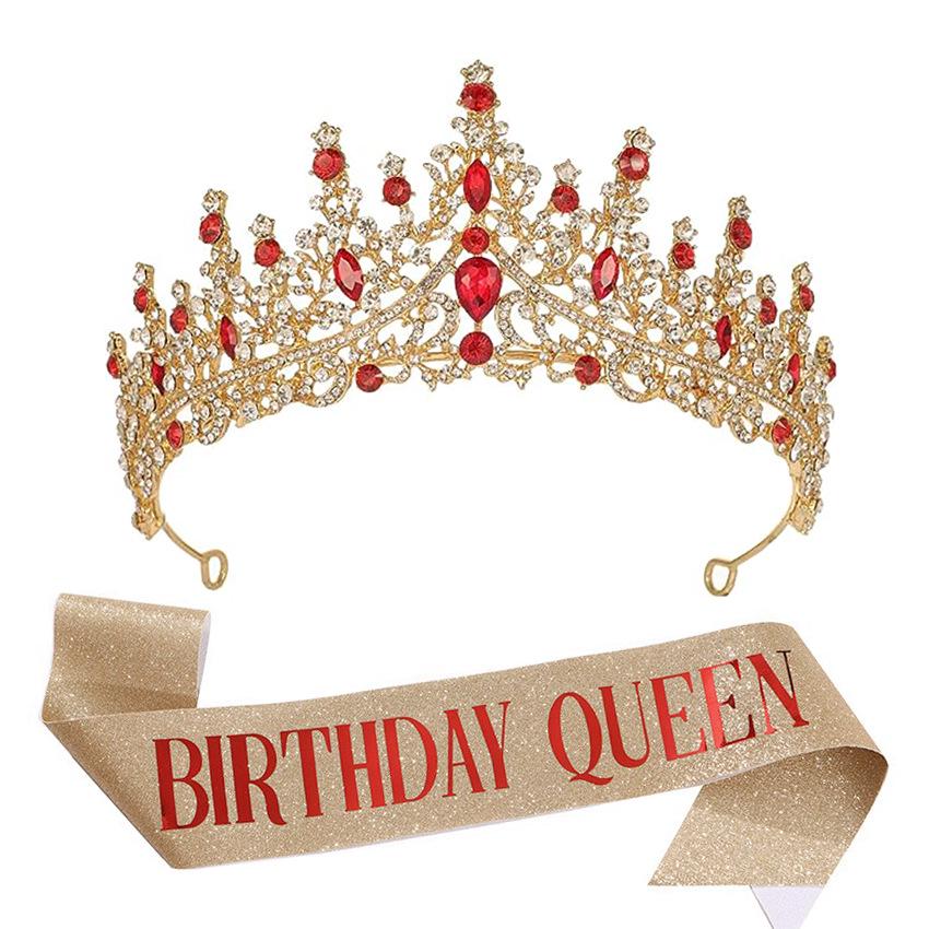 Luxury Crystal Crown & Sash Set for Birthday Girl
