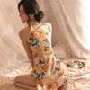 Large Size Erotic Underwear Split Fork Waist Sexy Cheongsam Sleeveless Couple Teasing Retro Erotic Cheongsam Free
