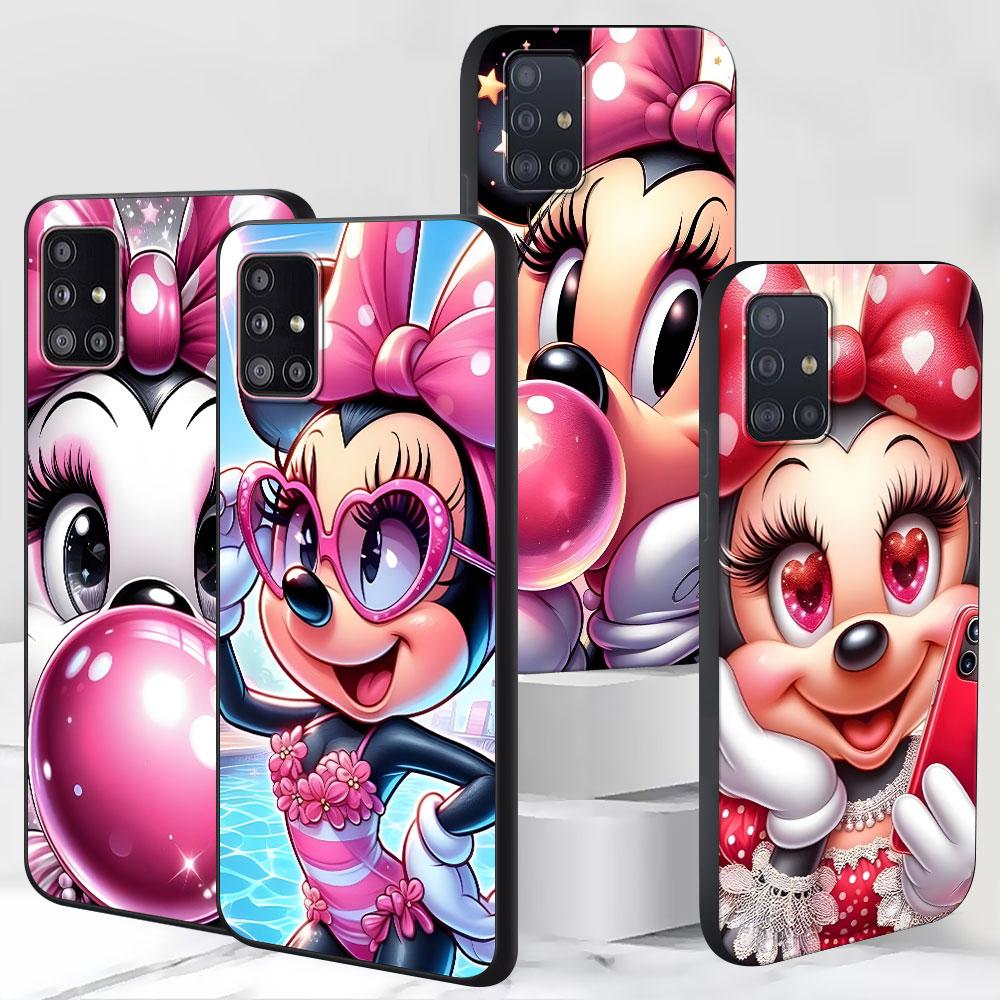 Minnie Mouse Case for Samsung Galaxy S23 S10e S10 S21 FE S22 S9 S24 Ultra S20 Plus Soft Black TPU Phone Cover Bumper