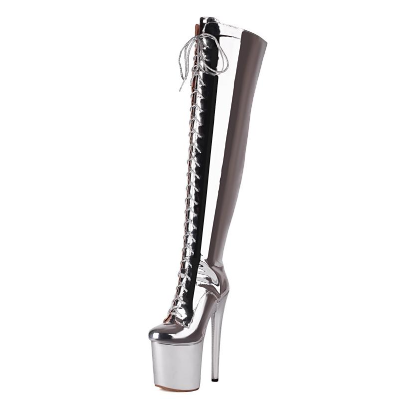 Over the Knee High Boots Women Sexy Thin Heels Party Dance Club Nightclub Shoes Ladies Luxury Gold Red Thigh High Boot Big Size