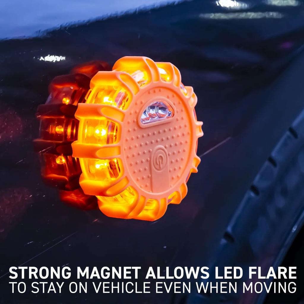 Export Quality Weather Resistant 12PCS LED Chips Compact Tow Truck Light Magnetic LED Road Flare Warning Beacon