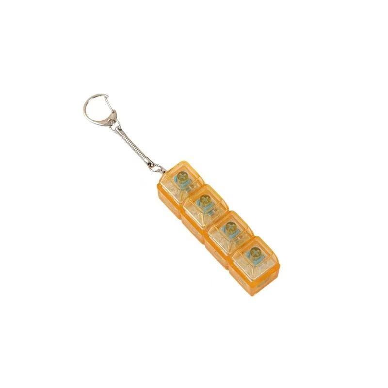Transparent Four-Button Decompression Keychain, Luminous Square Pendant, Popular Creative Toy Keychain.