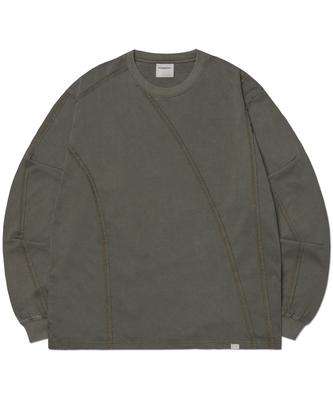 Nomaenyueol Overdyed Cutting Long Sleeve Tee - Deep Khaki