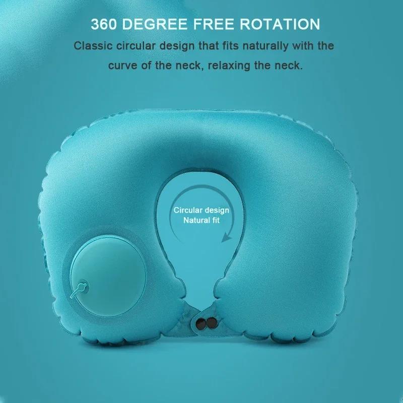 Press-Type Inflatable Pillow Neck Travel Relaxation U-Shaped Pillow Foldable Portable Leak-Proof Device Ordinary U-Shaped