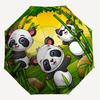 1PC Panda Bamboo Automatic Open/Close Umbrella with Windproof, 8-Rib Sturdy Canopy, Durable Ribs, Fashionable Design1311A