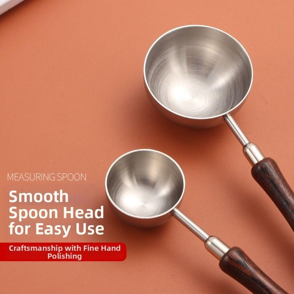 Stainless Steel Long Coffee Scoop Spoon Wood Handle Measuring Spoon Tea Scoop Spoon Kitchen Tool