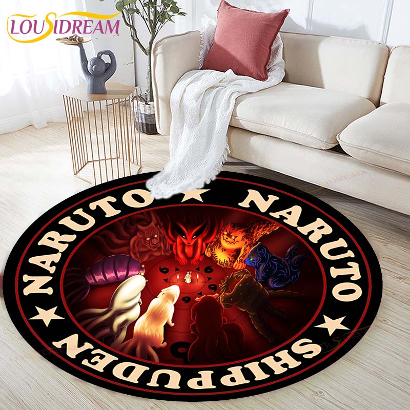 Cartoon Naruto Round Children Carpet Simplicity Animal Bunny Bee Pattern Children Flannel Carpet Baby Hand Print Carpet