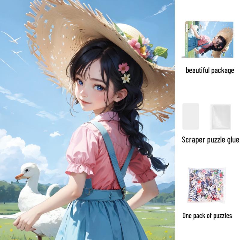 1,000-Piece Cute Healing Jigsaw Puzzle: Adult High-Difficulty Decompression Toy, Educational Gift for Girls