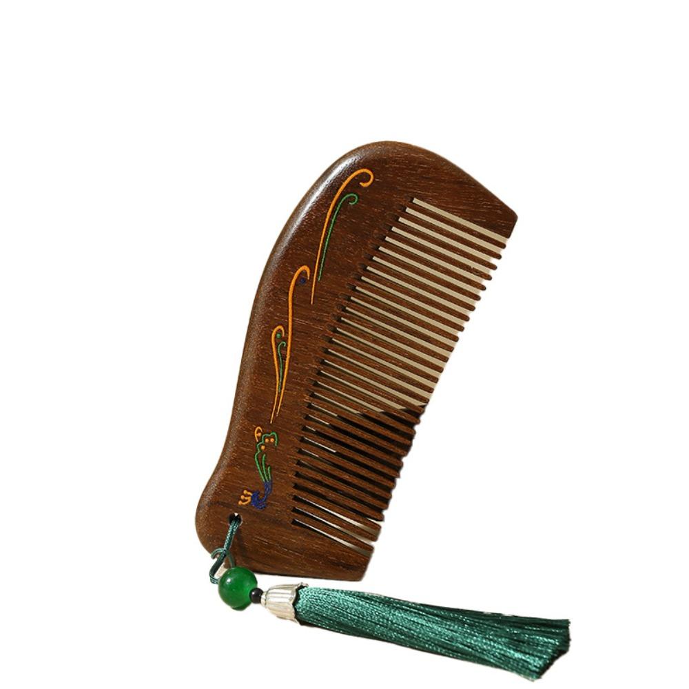 Vintage Wooden Hair Comb Carved Wide Tooth Comb Boutique Sandalwood Hair Brush  Straight Hair