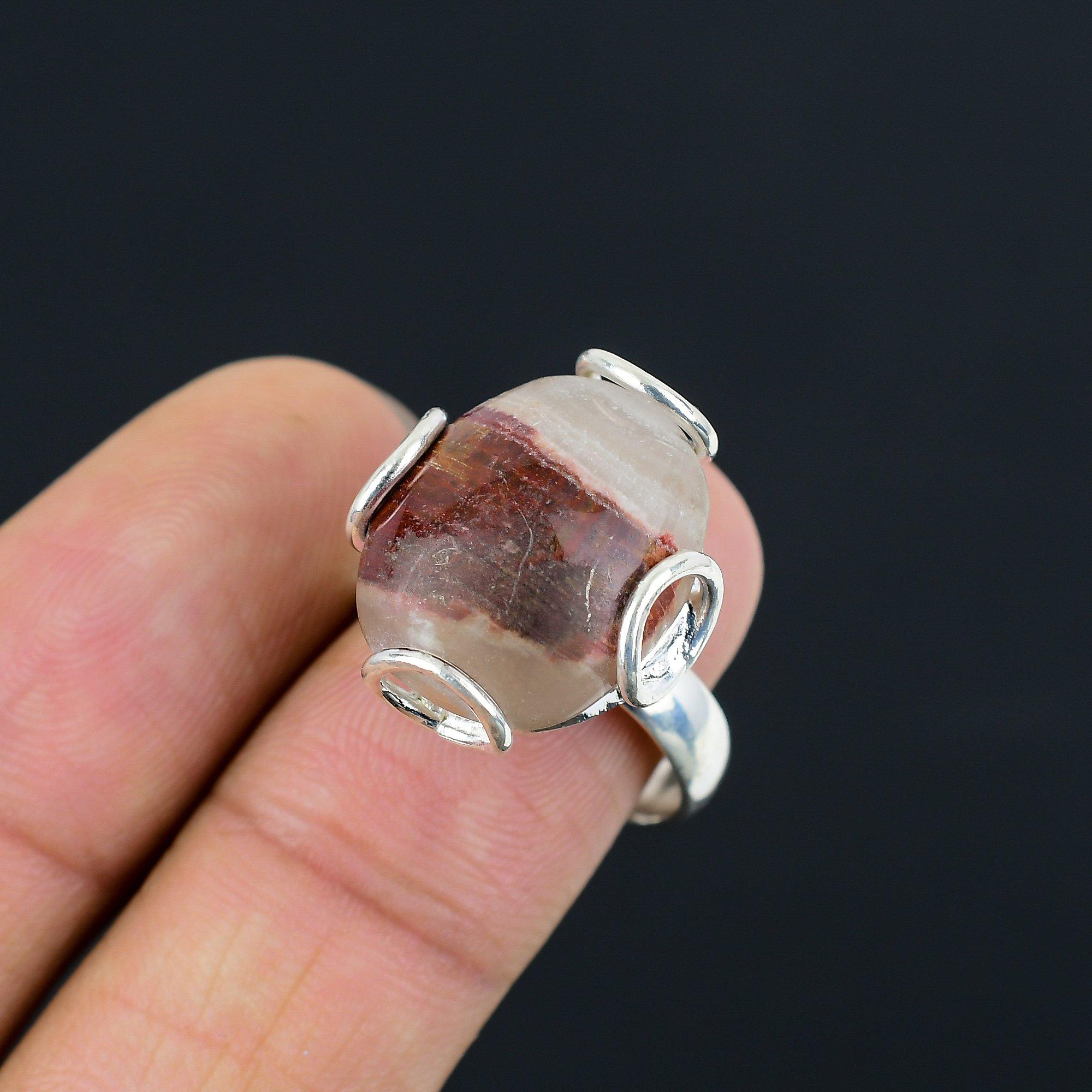 Friendship Day Deal Natural Pink Tourmaline Wife Statement Ring 925 Silver US 8 8