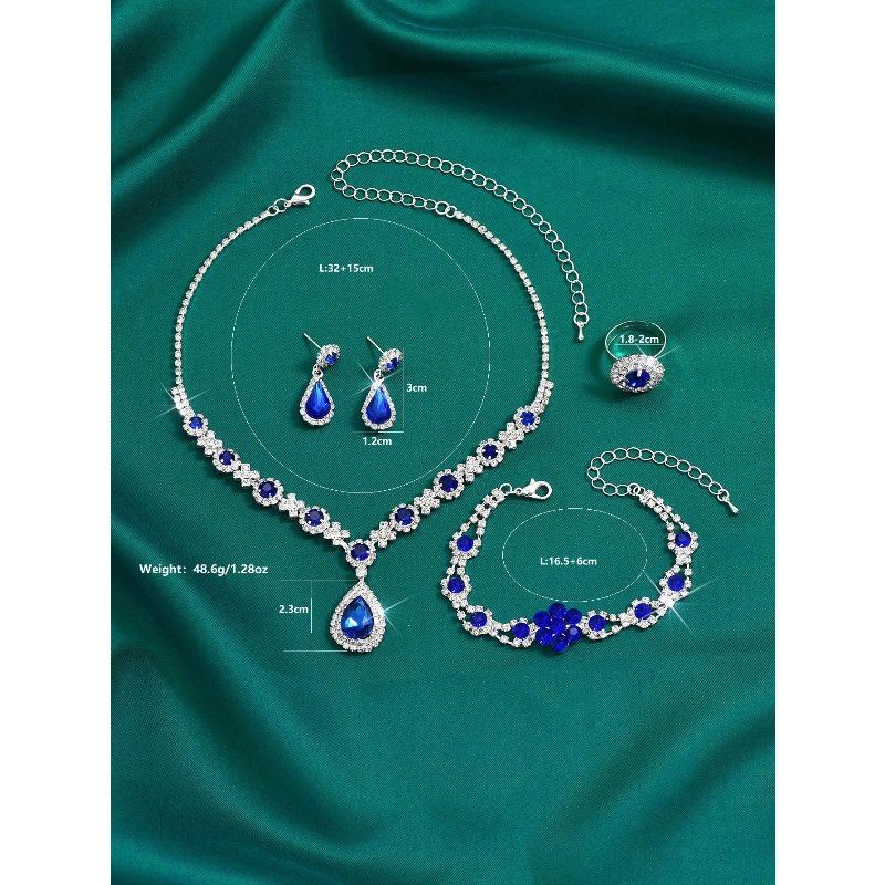 Trendy European and American New Jewelry - High-end Crystal Gemstone Women's Teardrop Necklace