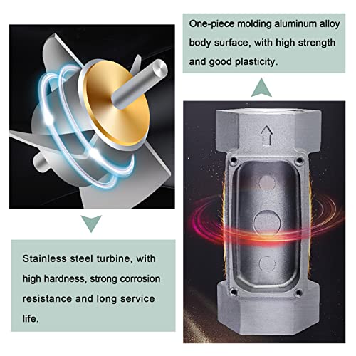 Epidioxi Digital Flow Meter, Turbine Flow Meter, High Accuracy ±1% with Instantaneous and Accumulative Flow Measurement, Stainless Steel, for Water, F