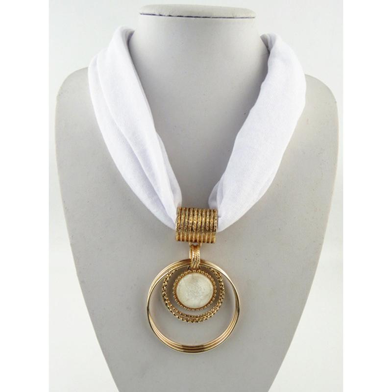Jewelry Pendant Scarf Ring Pendant Women's Necklace Scarf Polyester Solid Color Scarf