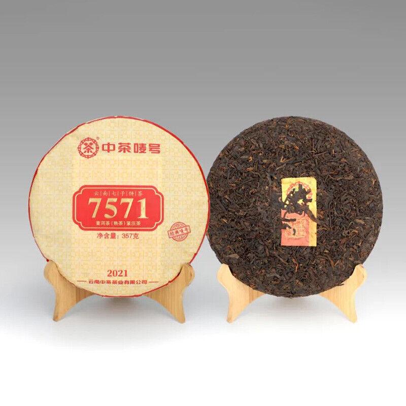 2021 CHINATEA Classic Zhongcha 7571 Pu-Erh-Teekuchen 357g Reifer Puer-Pu'er-Tee
